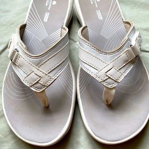 Clarks White Leather Sandals